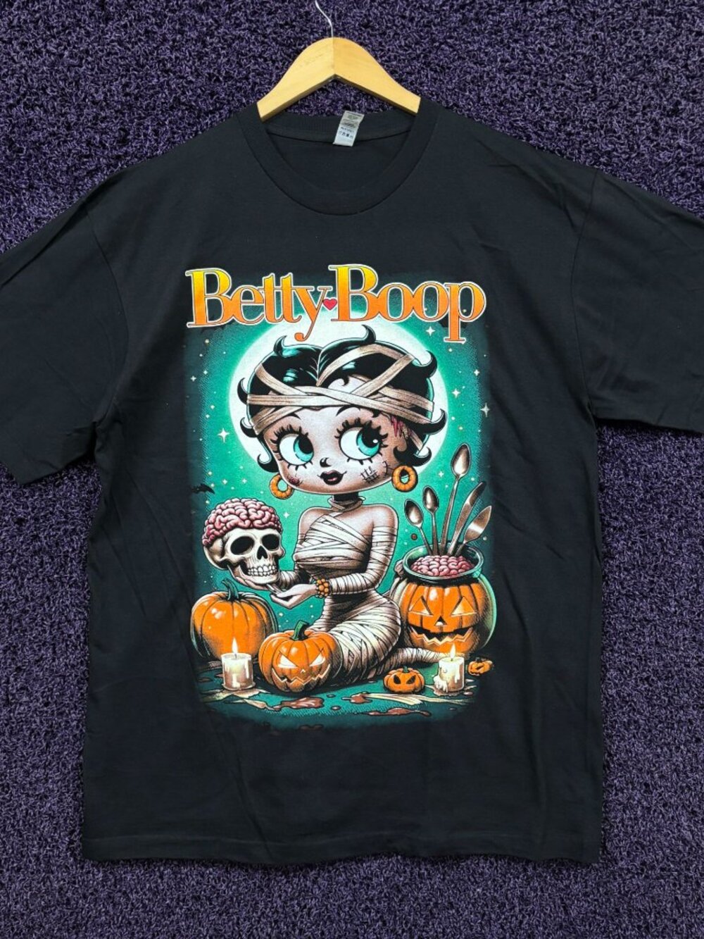 Betty Boop Naughty Mummy Pin-Up Spooky Lanterns T-Shirt XL